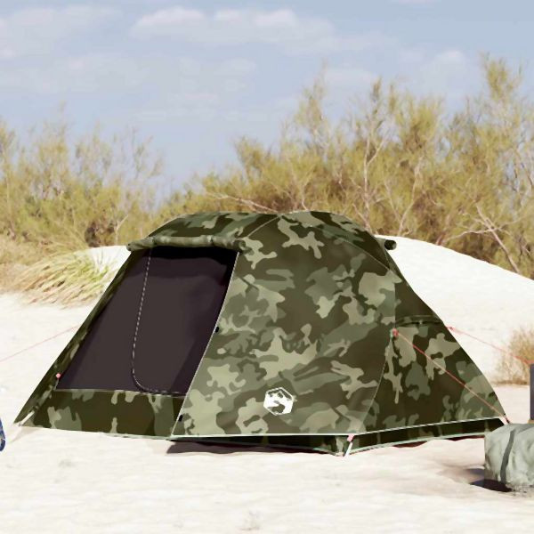 vidaXL Angelzelt 3 Personen Tarnmuster Wasserdicht, 4100657