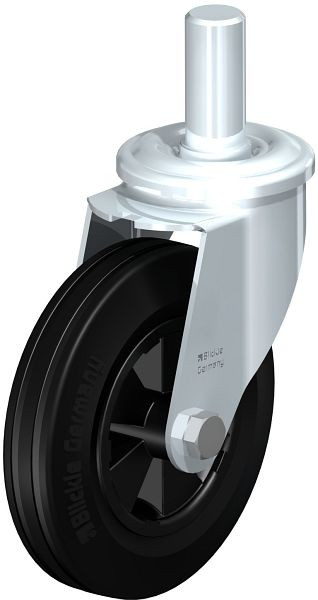 Blickle LEZ-VPP 160G-27 Stahlblech-Lenkrolle mit Zapfen, Vollgummi, Schwarz, 577619