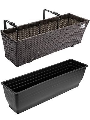 casaria Polyrattan Blumenkasten 2er-Set Braun, 108063