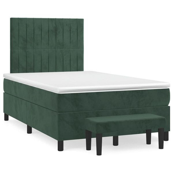 vidaXL Boxspringbett mit Matratze Dunkelgrün 120x190 cm Samt, 3270484