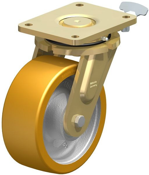 Blickle LS-GTH 202K-RI4 Stahlgeschweißte Schwerlast-Lenkrolle, schwere Drehkranz-Ausführung, Blickle Extrathane®, Hellbraun, 345033