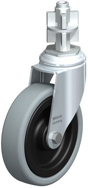 Blickle LKRA-VPA 126K-11-E17 Apparate-Lenkrolle mit Expander, Vollgummi, Grau, 681221