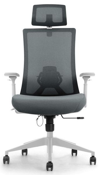 Deskin Bürostuhl BIANCO DV, Stoff grau, Fußkreuz Polyamid weiß, 353215