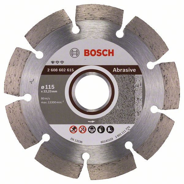 Bosch Diamanttrennscheibe Standard for Abrasive, 115 x 22,23 x 6 x 7 mm, 2608602615