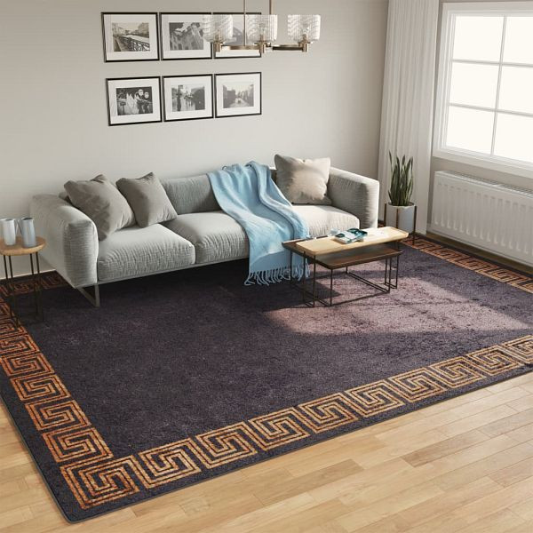 vidaXL Teppich Waschbar Schwarz und Golden 400x300 cm Rutschfest, 136629