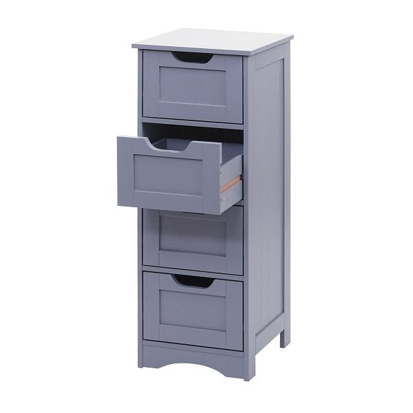 Mendler Kommode HWC-B65, Schubladenschrank Schrank, 4 Schubladen 80x30x26cm, grau, 60595