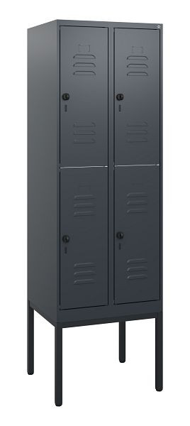 C+P Doppelstöckiger Spind Classic PLUS, Gestell, 2 Abteile, 1950x600x500mm, 7016/7016, Drehriegel, 0803305-20 S10012