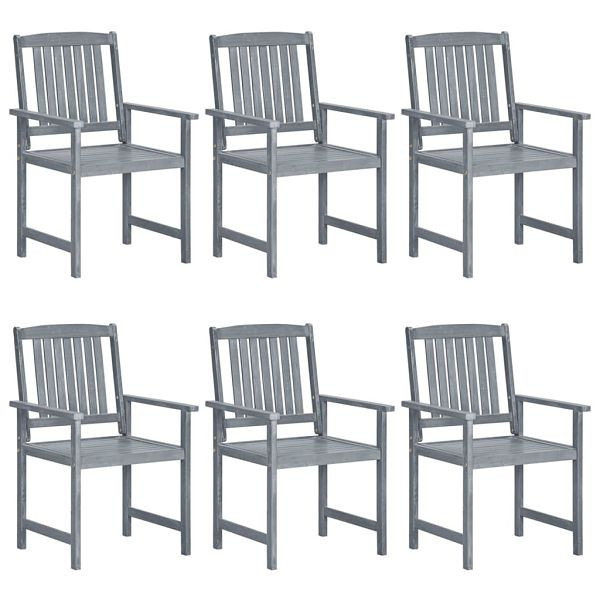 vidaXL Gartenstühle 6 Stück Massivholz Akazie Grau, 3078205