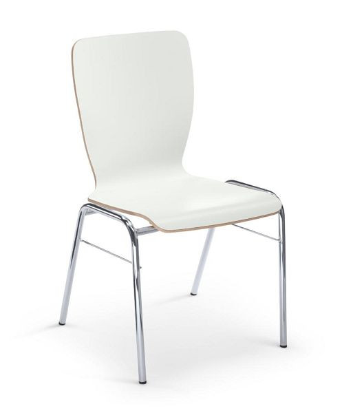 Deskin Stapel-/Schalenstuhl JARA, 4-Fuß Gestell verchromt, Formschale, weiß, 352437