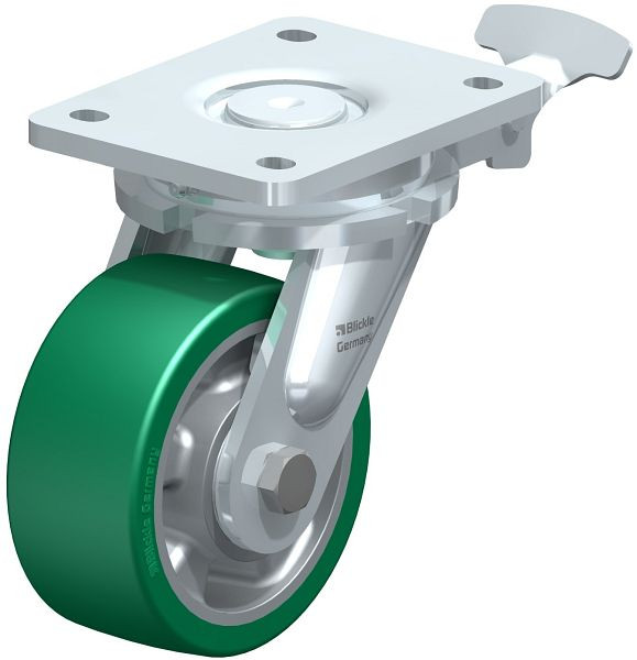 Blickle LO-ALST 127K-RI4 Stahlgeschweißte Schwerlast-Lenkrolle, Blickle Softhane®, Grün, 852376