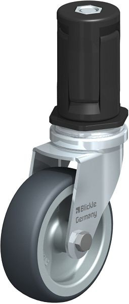 Blickle LRA-TPA 75G-ER05 Apparate-Lenkrolle mit Expander, Thermoplastisches Gummi-Elastomer, Grau, 847805