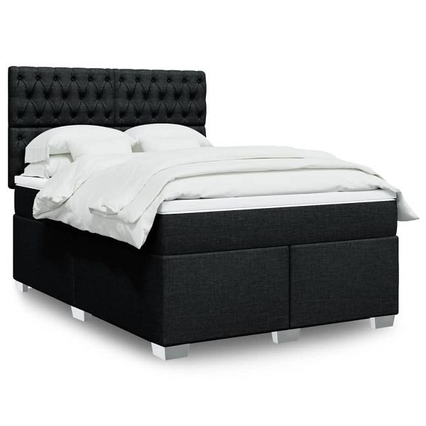 vidaXL Boxspringbett mit Matratze Schwarz 140x190 cm Stoff, 3290492
