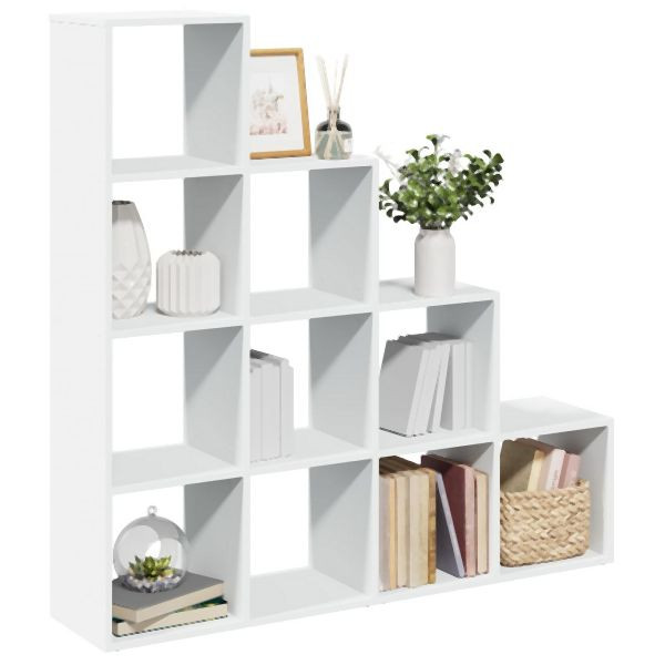 vidaXL Raumteiler-Bücherregal 4 Stufen Weiß 131,5x29x131,5 cm, 857967