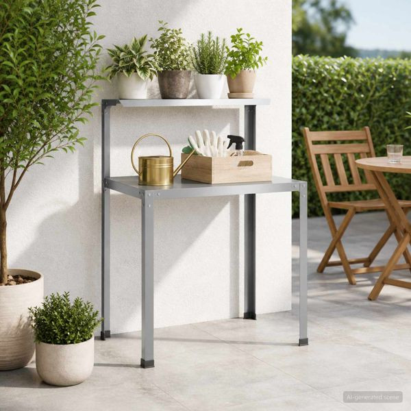 vidaXL Pflanztisch 60 x 50 x 104 cm Verzinkter Stahl Silber, 8014916