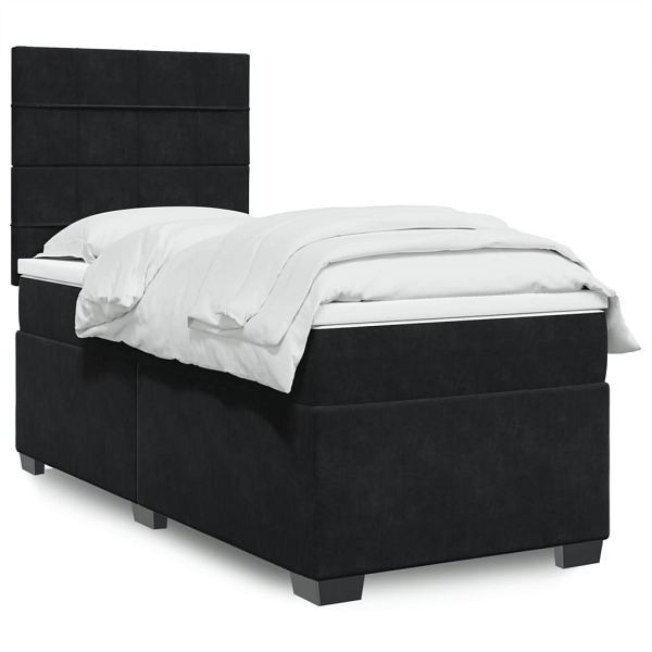 vidaXL Boxspringbett mit Matratze Schwarz 80x200 cm Samt, 3290764