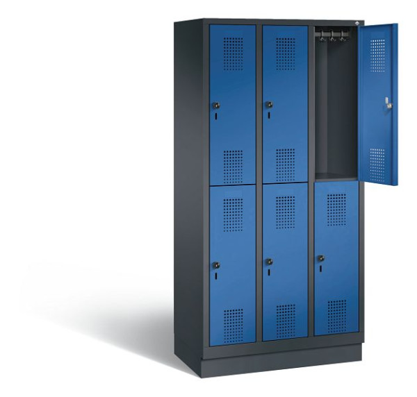 C+P Spind doppelstöckig Evolo, H1800xB900xT500mm, Farbe: Schwarzgrau / Enzianblau, 48320-30 S10217