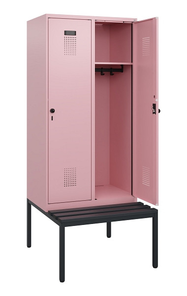 C+P Spind Evolo PLUS, 2 Abteile, 1950x800x815mm, 3015/3015, Drehriegel, Sitzfläche Kunststoff, Sitzbank, 0490505-22 S10078