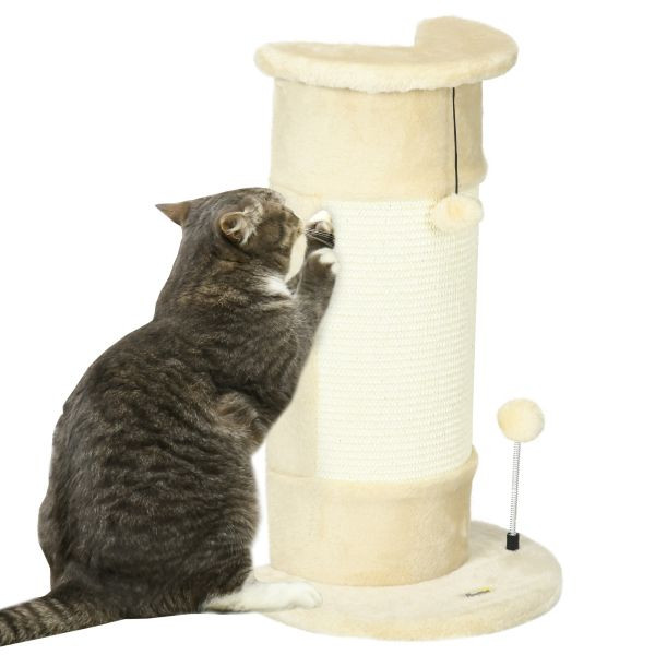 PawHut Kratzstamm, 58cm Kratzsäule für Katzen, Katzenkratzbaum mit Kratzball, D30-700V00BG