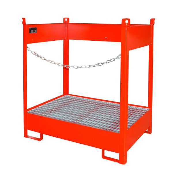 STEIN HGS Fass-Stapelpalette FSP, RAL 3000 feuerrot, lackiert, 245 Liter, seitlich offen, 79140.0020