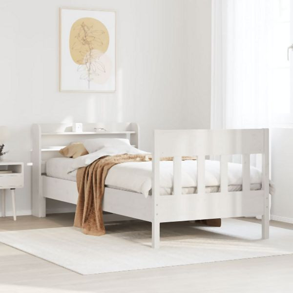 vidaXL Massivholzbett ohne Matratze Weiß 90x190 cm Kiefernholz, 3307027