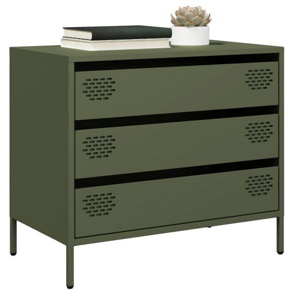 vidaXL Sideboard Olivgrün 68x39x58,5 cm Kaltgewalzter Stahl, 851296