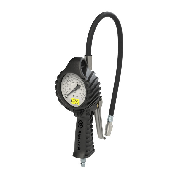 Riegler Standard-Handreifenfüllmesser mit QUIK-LOK Stecker, Schlauch drehbar, Mano Ø 80 mm, geeicht, 0-12 bar/170 psi, Stecknippel NW 7,2, 137581