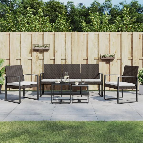 vidaXL 5-teilig Garten-Essgruppe mit Kissen Braun PP-Rattan, 360219