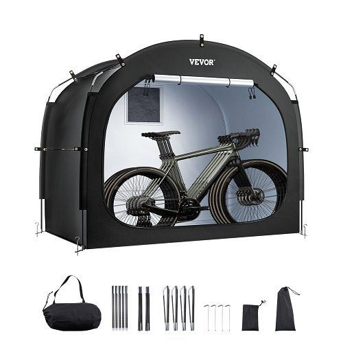 VEVOR Fahrradzelt für 4-5 Fahrräder, Fahrradgarage mit Fenster, Fiberglas, Doppelreißverschlüsse, 226x151x197 cm, HDZXCP62735FOC1E6V0