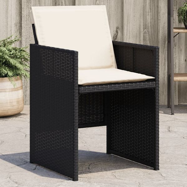vidaXL Gartenstühle mit Kissen 4 Stück Schwarz Poly Rattan, 4007435