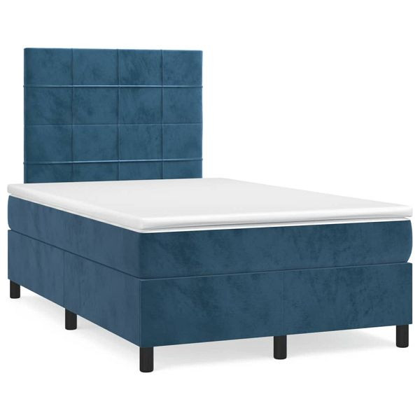 vidaXL Boxspringbett mit Matratze Dunkelblau 120x190 cm Samt, 3269999
