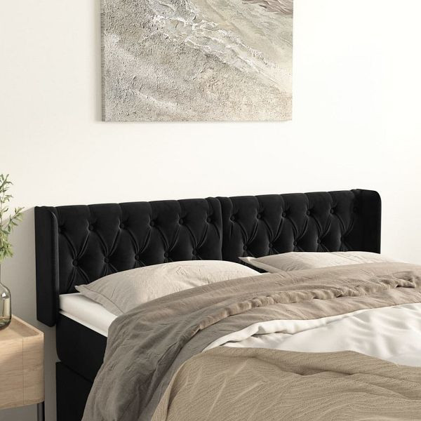 vidaXL Kopfteil mit Ohren Schwarz 163x16x78/88 cm Samt, 3119160