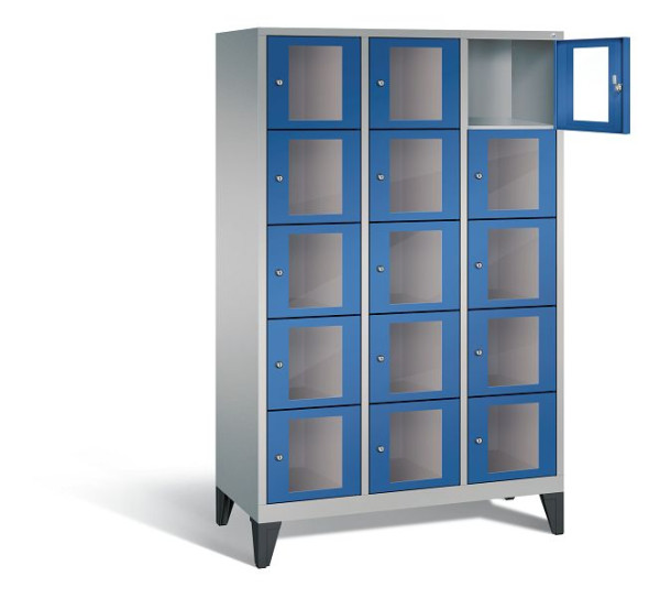 C+P Schließfachschrank Classic, H1850xB1200xT500mm, Farbe: Weißaluminium / Enzianblau, 8010A325 S10010