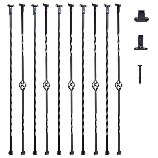 VEVOR Geländerstab Torstab Zierstab Zaunstab Verzinkter Stahl 56 x 56 x 1122 mm Balusters Treppenstab Treppensprossen Mattschwarz, ZXKLGZ10G43835UVDV0