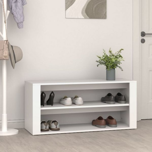 vidaXL Schuhregal Weiß 100x35x45 cm Holzwerkstoff, 816904