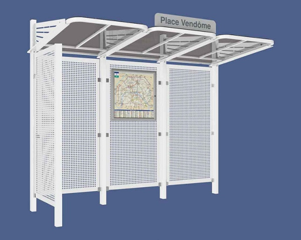 Procity Wartehalle Convi® Rückwand Und 1 Seitenverkleidung Links Aus Blech, Farbe RAL 9010, 529437.9010