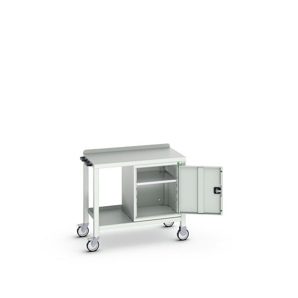 bott verso mobiler Beistelltisch, mit Unterbauschrank und Stahl-Platte, BxTxH: 1000 x 600 x 910 mm, Lichtgrau / Lichtgrau, 16922802.16