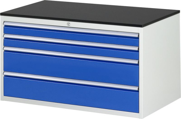 RAU Schubladenschrank Serie 7000, B1145 x T650 x H640mm, Arbeitsplatte mit Melaminharzbeschichtung, Schubladen: 2xH90, 2xH180 mm, 13-XXL3.1A-M.11