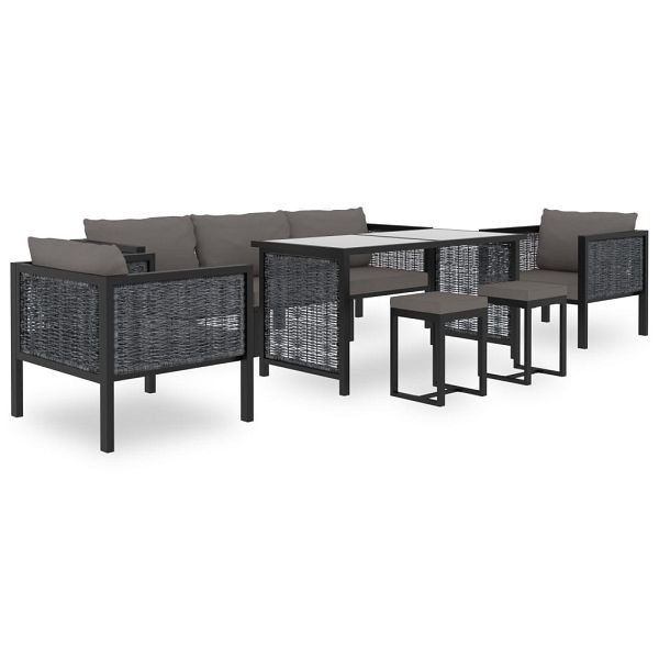 vidaXL 8-teilig Garten-Lounge-Set mit Auflagen Poly Rattan Anthrazit, 49406