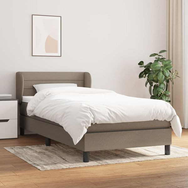 vidaXL Boxspringbett mit Matratze Taupe 100x200 cm Stoff, 3126305