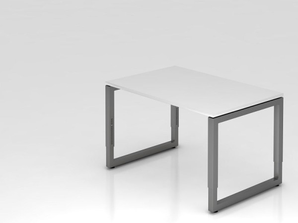 Hammerbacher Schreibtisch O-Fuß eckig 120x80cm Weiß/Graphit, Rechteckform mit schwebender Tischplatte, VRS12/W/G