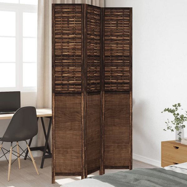 vidaXL 3-teilig Raumteiler Dunkelbraun Massivholz Paulownia, 358704