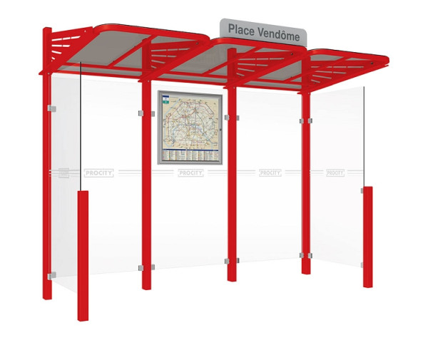 Procity Wartehalle Convi® - Standard - 2 Seitenverkleidung, Farbe RAL 3020, 529362.3020