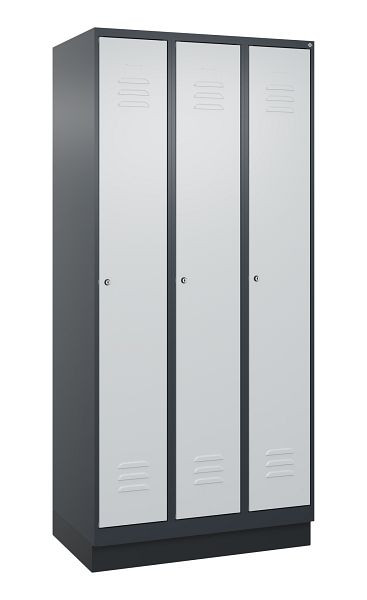 C+P Umkleidespind Classic PLUS, Sockel, 3 Abteile, 1950x900x500mm, 7016/7035, Zylinderschlösser, 080020-30 S10028