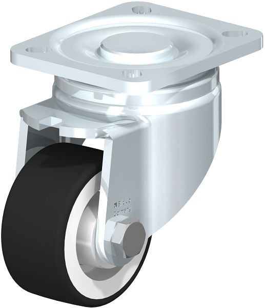 Blickle LH-POTH 75G Stahlblech-Lenkrolle, Schwerlast-Ausführung, mit Anschraubplatte, Thermoplastisches Polyurethan, Grau, 264523