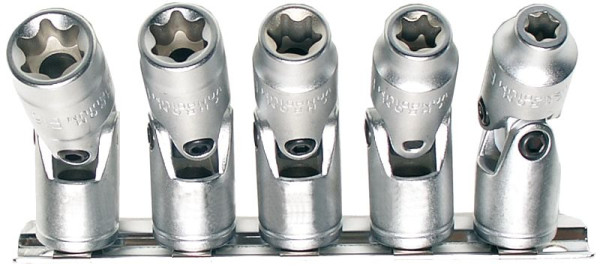 SW-Stahl Steckschlüsseleinsätze, E-Profil, E6-E14, mit Gelenk, 5-teilig, 04461L