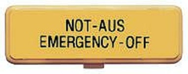 Elektra Tailfingen Schriftfeldrahmen 16x48mm mit Schriftfeld NOT-AUS/EMERGENCY-OFF gelb, 133903