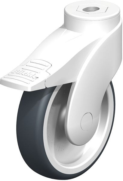 Blickle LWK-TPA 126G-11-FI Kunststoff-Lenkrolle WAVE mit Rückenloch & Feststeller, Thermoplastisches Gummi-Elastomer, Grau, 739812
