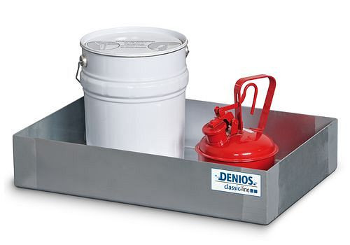 DENIOS Kleingebindewanne KBS 20 aus Stahl, verzinkt, 20 Liter Auffangvolumen, 179763