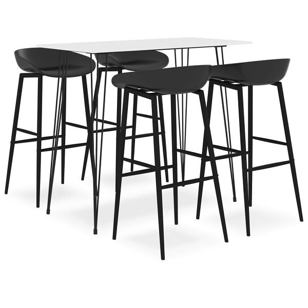 vidaXL 5-tlg. Bar-Set Weiß und Schwarz, Top-Qualität, 3057409
