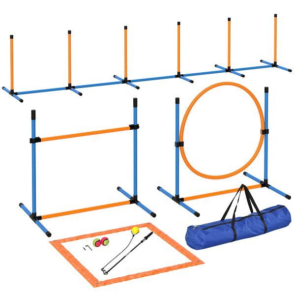 PawHut Agility Set Hunde 7-teilig Agility-Ausrüstung für Hundetraining Steckhürdenset für Spiele Training, D07-055V00OG